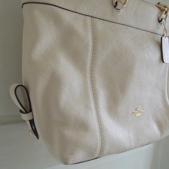 Coach Chalk White Pebbled Leather Lenox Satchel F59325 - Pristine - Picture 6 of 15